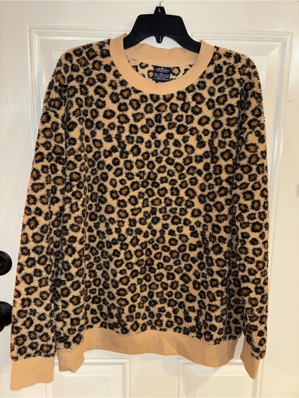 Charles River Apparel Leopard Print Crewneck Sweater - Tan & Black
